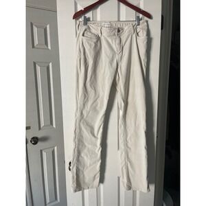 Banana‎ Republic Corduroy Mid Rise Stretch Pants Cream Women's Sz 12 Flare Leg